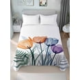 thumbnail image 1 of Blue Purple Tulip Full Size Flat Sheet, Wrinkleproof & Fadeproof Cooling Flat Bed Sheet Only, Orange Brown Floral Aesthetics Plant Breathable Soft Bedding Top Sheets 81 x 96 Inches, 1 of 8