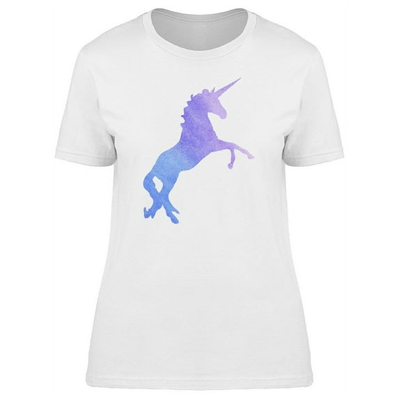 Blue-Purple Unicorn Silhouette T-Shirt Women -Image by Shutterstock, Female Large
