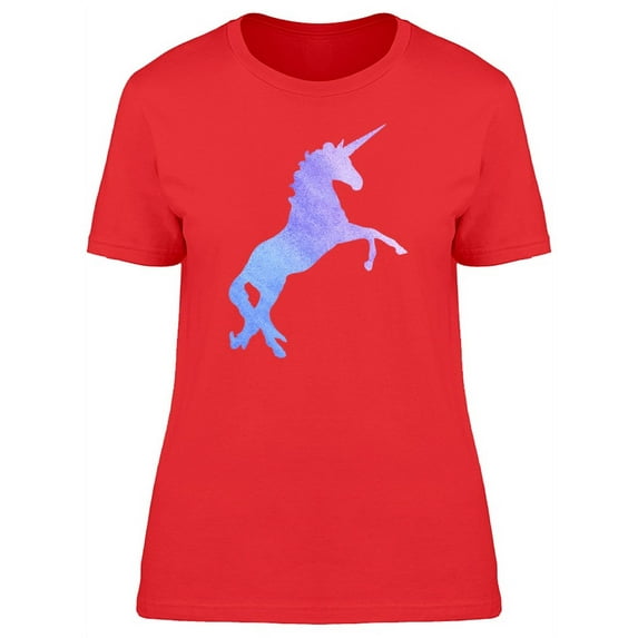 Blue-Purple Unicorn Silhouette T-Shirt Women -Image by Shutterstock, Female XX-Large