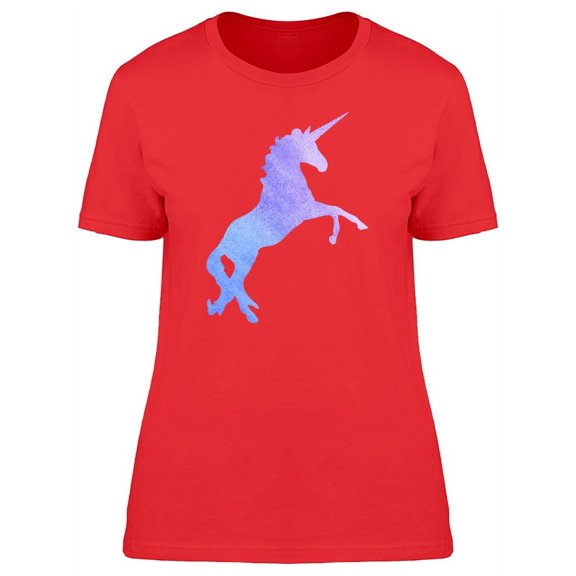 Blue-Purple Unicorn Silhouette T-Shirt Women -Image by Shutterstock, Female x-Large