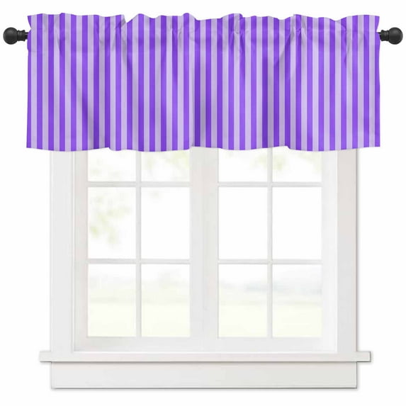 Blue Purple Valances for Windows Farmhouse Kitchen Curtains Valances Rod Pocket Valance Curtains for Kitchen Windows Geometric Vertical Striped Solid Rainbow Window Valances for Bathroom 42"x18"