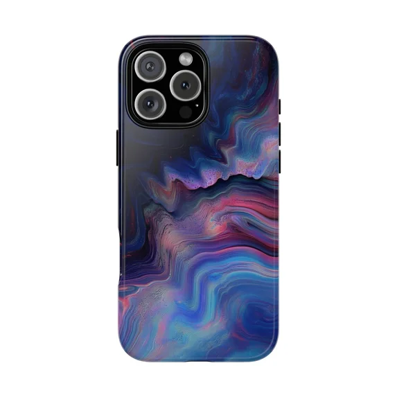 Blue Purple Wave Abstract Painting Phone Case Vibrant Artistic Design with iPhone 17 to 11 Pro Max