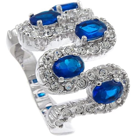 Blue Python Bling Iced Ladies Cocktail Ring RL103