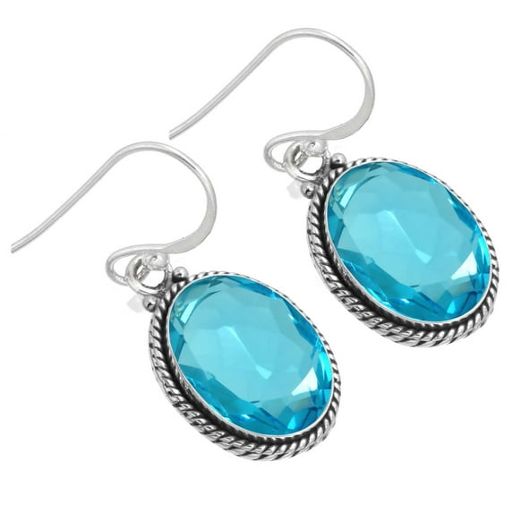 Blue Quartz Women Jewelry 925 Sterling Silver Earring