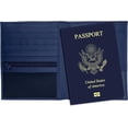 thumbnail image 1 of Blue RFID Blocking Genuine Leather Travel Passport Wallet Holder, 1 of 11