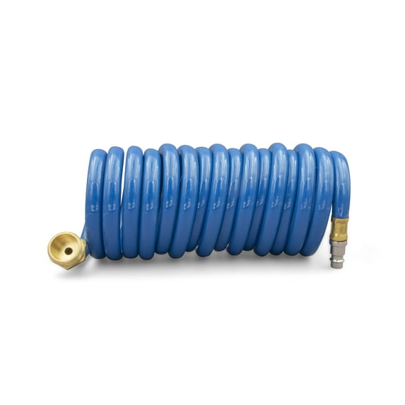 Blue RV Camper 15 FT Coil Extension Hose With Quick Disconnect PN 94191