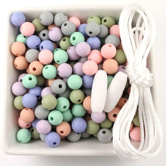 Blue Rabbit Co Silicone Beads for Keychain, Necklace and Bracelet Making, 12mm Silicone Bead, 100PC Pastel