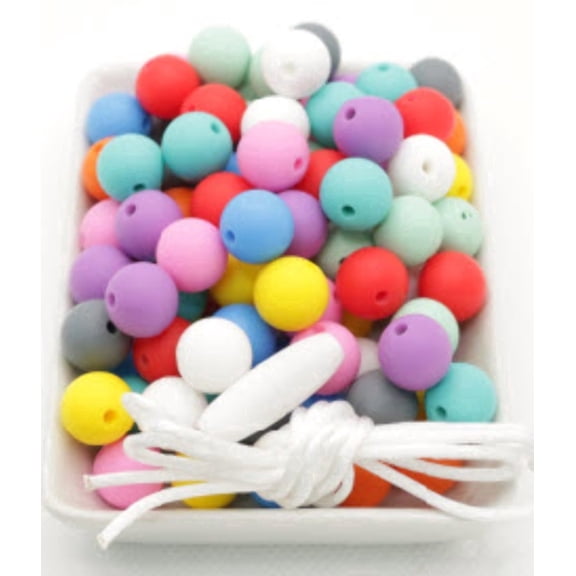 Blue Rabbit Co 12mm Silicone Beads Bulk Bead Kit, 100 Piece Bead Assortment