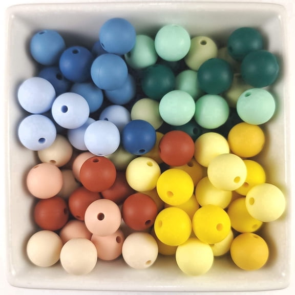 Blue Rabbit Co Silicone Loose Beads, Three Tone, 12mm, 100 Count
