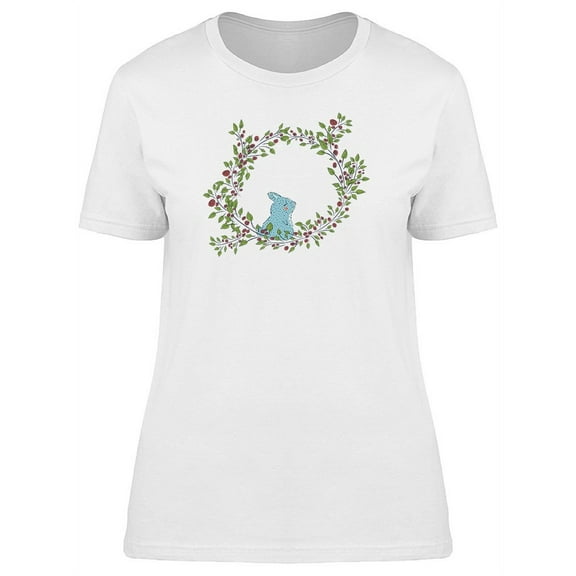 Blue Rabbit In Raspberry Wreath Tee Women's -Image by Shutterstock