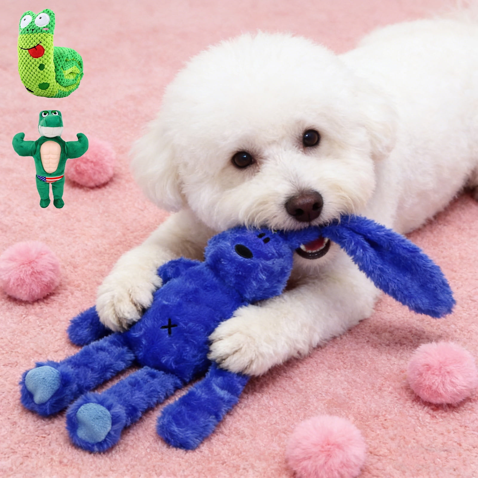 Blue Rabbit Shaped Dog Toy, Interactive Chew & Fetch Toy For Puppies ...
