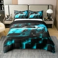 thumbnail image 1 of Blue Race Car 100% Cotton Bedding Set Full,Sports Car Men Duvet Cover 3pcs Room Decor,Modern Abstract Geometry Comforter Cover,Neon Blue Geometric Quilt Cover,Not Comforter, 1 of 6
