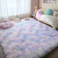 thumbnail image 1 of Pentantan 5’ x 8’ Shag Area Rugs, Soft Fluffy Indoor Carpet for Living Room Bedroom Decor, Purple Rainbow, 1 of 8