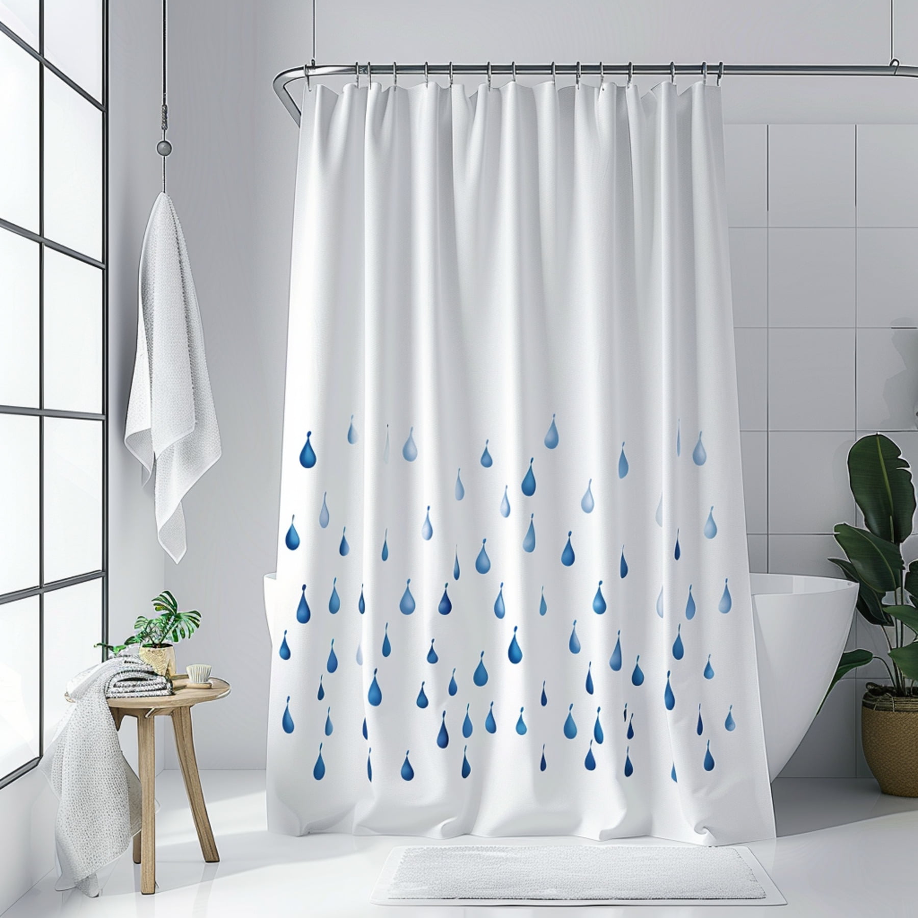 Blue Raindrop Shower Curtain Mockup Refresh Your Bathroom Decor with