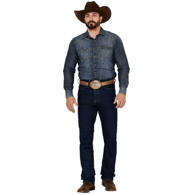 Full Blue Men's Regular Fit 5 Pocket Cotton Jeans | Medium Wash 32W x 30L