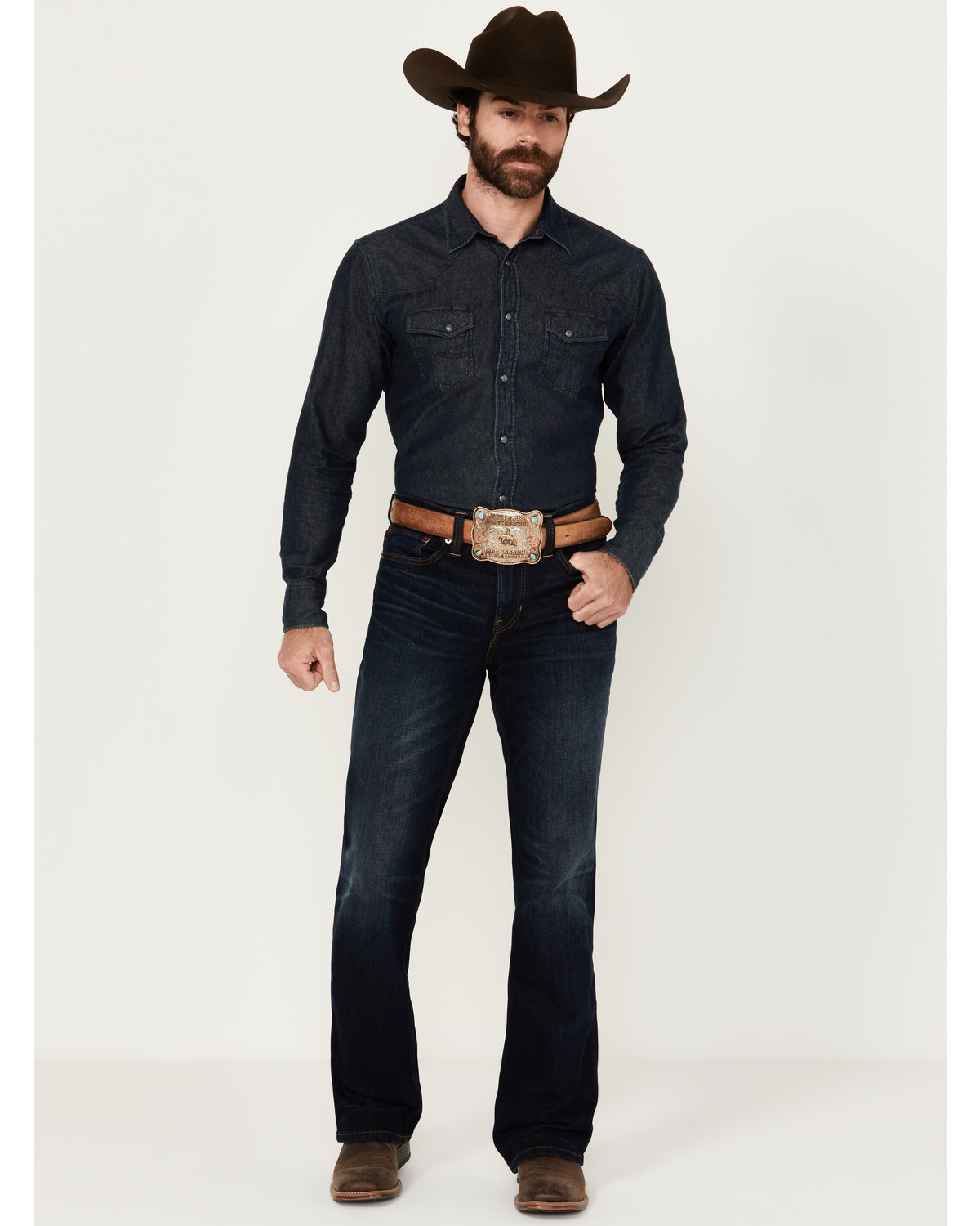 Blue Ranchwear Men's Carbon Wash Jethro Slim Bootcut Stretch Denim ...