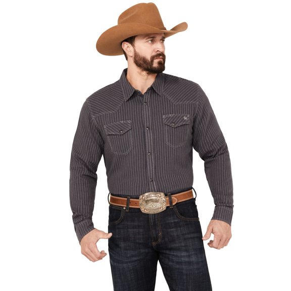 Blue Ranchwear Men's Men'S Laramie Striped Long Sleeve Western Snap Shirt Dark Blue XX-