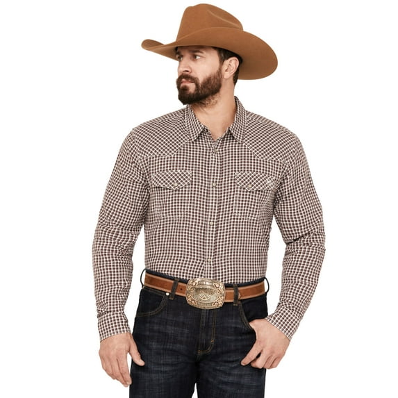 Blue Ranchwear Men's Rawlins Plaid Print Long Sleeve Western Snap Shirt Red Medium