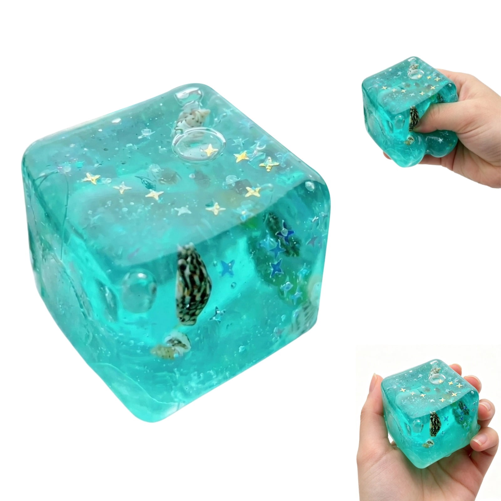 Dumpling Cube Blue Rare Clear Glitter Dumpling Squishies - Cube - Sparkling Stress ...