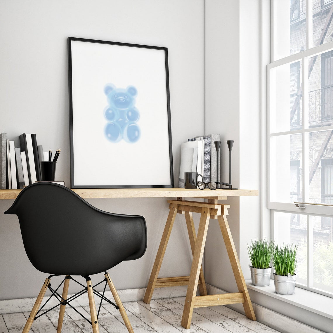 Blue Raspberry Gummy Bear Wall Art Print, Colorful Candy Room Decor ...