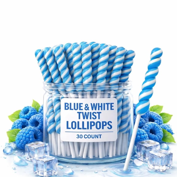Blue Raspberry Lollipop Twist Pops Candy Individually Wrapped 30 Count Fun Twisty Lollipops Kid Birthday Party Boy Gender Reveal Candy Buffet Valentine Day Easter