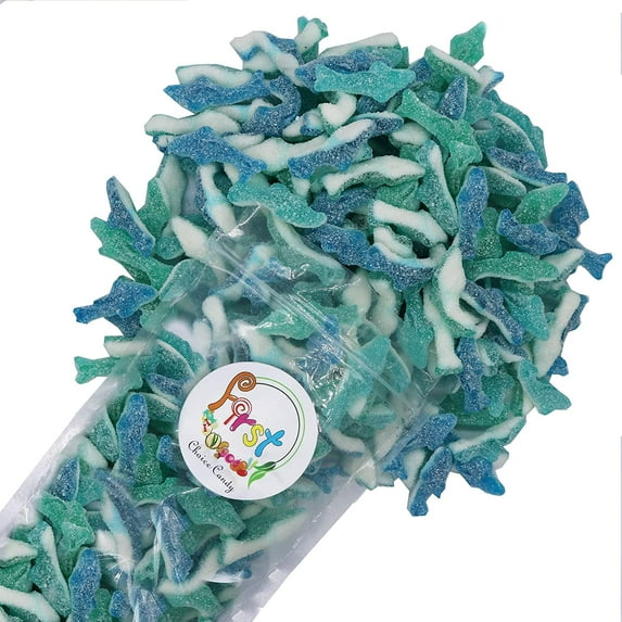 Blue Raspberry Mini Gummy Sour Sharks 5 Pound