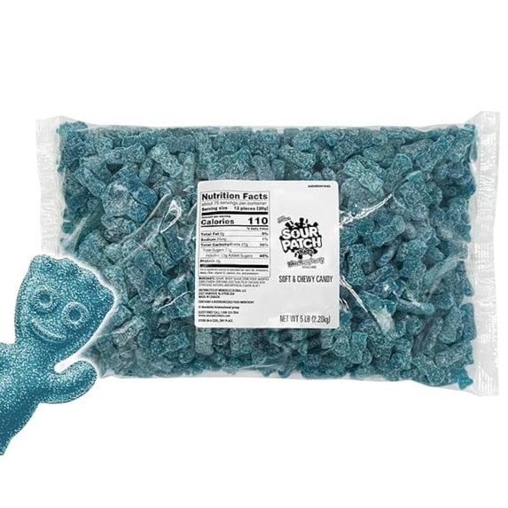 Bulk Raspberry Gummies Sour Patch Kids, Blue Raspberry Sour Gummies, 5 LB Bag, Chewy Candy ...