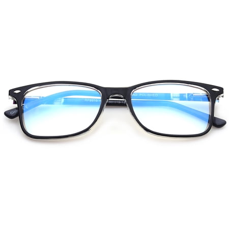 Blue Ray Blocking Lens Light Weight Frame Acetate Spring Temple Computer Reading Glasses for Women for Men, Reading Glasses +1.75 With Hard Case