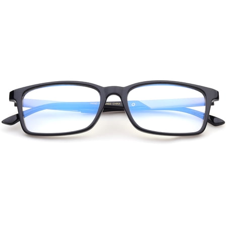 Blue Ray Blocking Lens Light Weight Rectangular Frame Matel Temple Computer Reading Glasses for Men for Women, Reading Glasses +2.50 With Hard Case