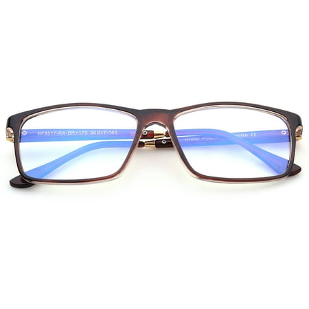 Blue Ray Blocking Lens Light Weight Rectangular Medium/Large Size Frame Spring Temple Computer Reading Glasses for Men, Reading Glasses +1.00 With Hard Case