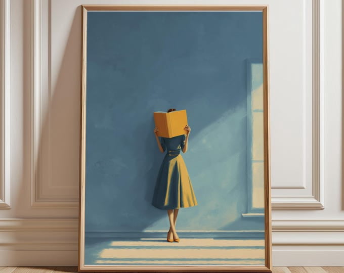 Blue Reading Wall Art Print, Unframed Paper Poster 16x20in - Walmart.com