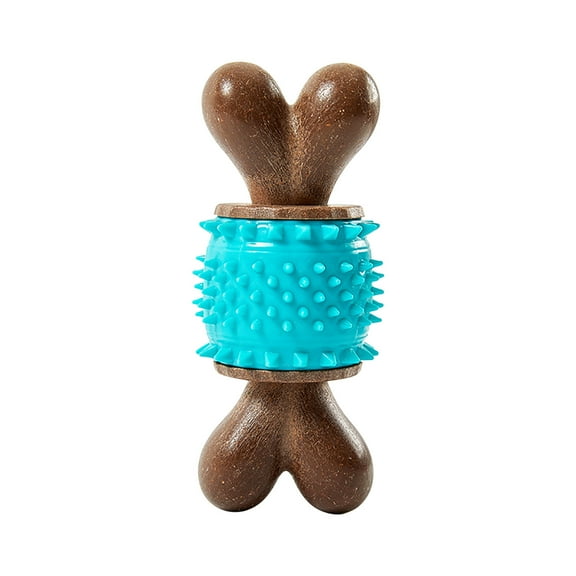 Blue Realistic Bone Chew Toy For Dogs With Natural Wood And Safe Construction For Dental Health
