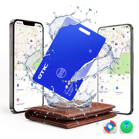 OTIC Bluetooth Item Finder, Rechargeable Ultra Thin 0.07 inch IP67 Waterproof Tracker Compatible with Apple Find My & Android for Keys, Wallet, Luggage