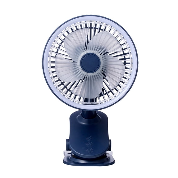 Blue Rechargeable Clip On Fan Portable Desk Fan With Led Light 2400Mah Battery Operated Stroller Fan With 3 Rates For Treadmill Bed And Car Seat