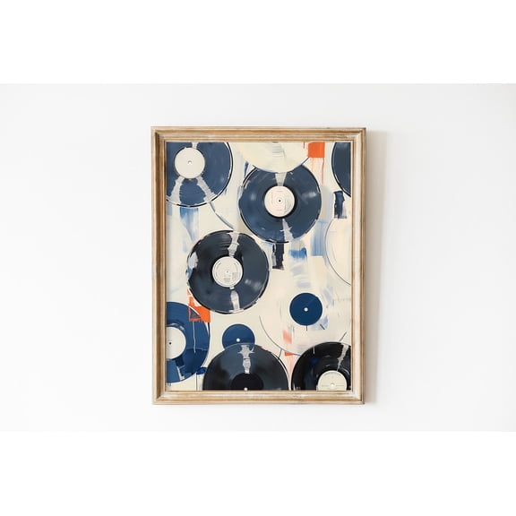 Blue Record Vintage Music Eclectic Home Wall Decoration, Unframed Paper Poster 8x10in