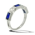 thumbnail image 1 of Blue Rectangle And Clear Round Cubic Zirconia Alternating Ring Rhodium Plated Sterling Silver Size 5, 1 of 3