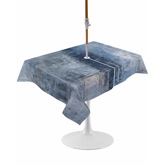 Blue Rectangle Outdoor Tablecloth, Waterproof Table Cloth Cover with ...