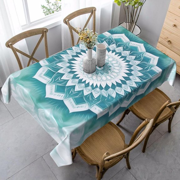 Blue Rectangle Tablecloth Washable Table Cloth 60x90 Inch Table Cover Waterproof for Decoration Kitchen Dining Room