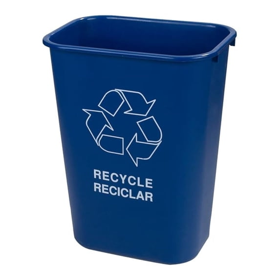 Blue Recycle Wastebasket, 41 Quart - Carlisle Polypropylene Rectangular Trash Can for Home & Office Recycling; Durable, Stackable Waste Bin