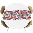 thumbnail image 1 of Blue Red 4th of July Table Cloth, Round Fitted Tablecloths with Elastic Edge, Independence Day Flowers Red Blue Wipeable Waterproof Table Cover for Kitchen Wedding 36-44 Inches, 1 of 2
