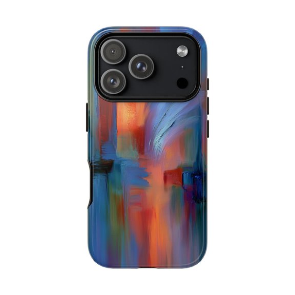Blue Red Abstract Painting Splashes Bold Art Expression Phone Case with iPhone 17 to 11 Pro Max