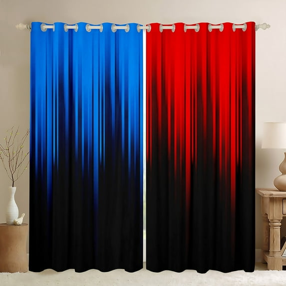 Blue Red Black 30%-50% Blackout Curtains Stripes Lines Abstract Gradient Curtains & Drapes,Vintage Ombre Art Striped Geometry Window Curtains,Modern Stripe Geometric Curtains 52"Wx84"L