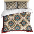 thumbnail image 1 of Blue Red Boho Bedding 3 Piece Duvet Cover Set Twin Size, Abstract Ethnic Vintage Geometric Soft Microfiber Comforter Cover with Zipper Closure & Pillowcases, Wrinkle & FadeResistant Quilt Cover, 1 of 9