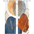 thumbnail image 1 of Blue Red Boho Curtains Set For Living Room/Bedroom, Middle Century Modern Geometric Abstract Art Kitchen Curtains Grommet Semi Drapes Window Treatments 42"W x 108"L (Pack of 2), 1 of 6
