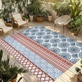 thumbnail image 1 of Blue Red Boho Outdoor Rug 3x5 Ft - Reversible Patio Rug Outdoor Camping Rugs, Vintage Geometric Stripes Abstract Art Washable Indoor Outdoor Area Rugs, Non-Slip Outdoor Carpet Runner for Deck/Porch, 1 of 8