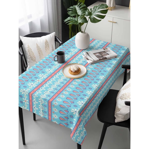 Blue Red Boho Tablecloth Rectangle Table Cloths 54x108, Waterproof Tablecloth Outdoor Table Cloth, Vintage Ethnic Tribe Abstract Art Washable Table Cover for Kitchen Dinning Party