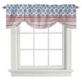 thumbnail image 1 of Blue Red Boho Tie Up Valance Curtains for Windows, Kitchen Curtains Window Treatments, Vintage Geometric Stripes Abstract Art Short Window Shades Valances for Bedroom Bathroom Cafe 42"x18", 1 of 8