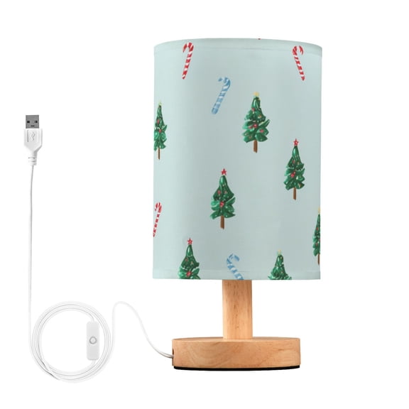 Blue Red Candy Canes Christmas Trees Table Lamp with USB Port LED Warm Light Lamp Night Light Home Decor