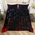 Blue Red Checkered Duvet Cover Set Twin Size, Geometric Grid Plaid