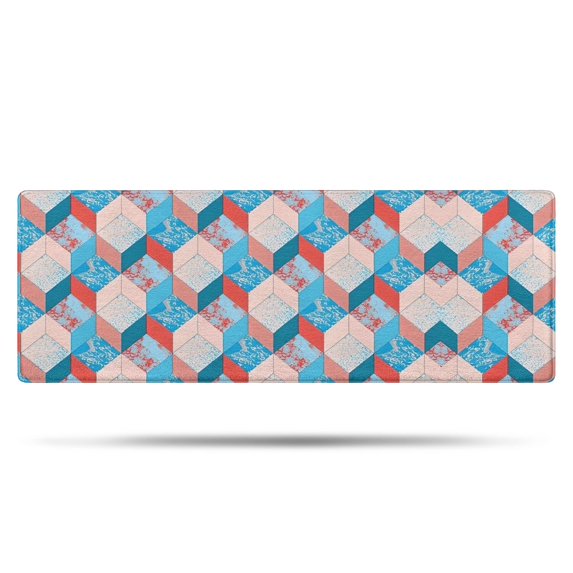 Blue Red Checkered Pattern Bathroom Rugs Mat,Non Slip Microfiber Bathroom Rug,Rubber Backing,Soft Bathroom Mats for Bathroom Floor,Tub and Shower,47x17in(120x43cm)